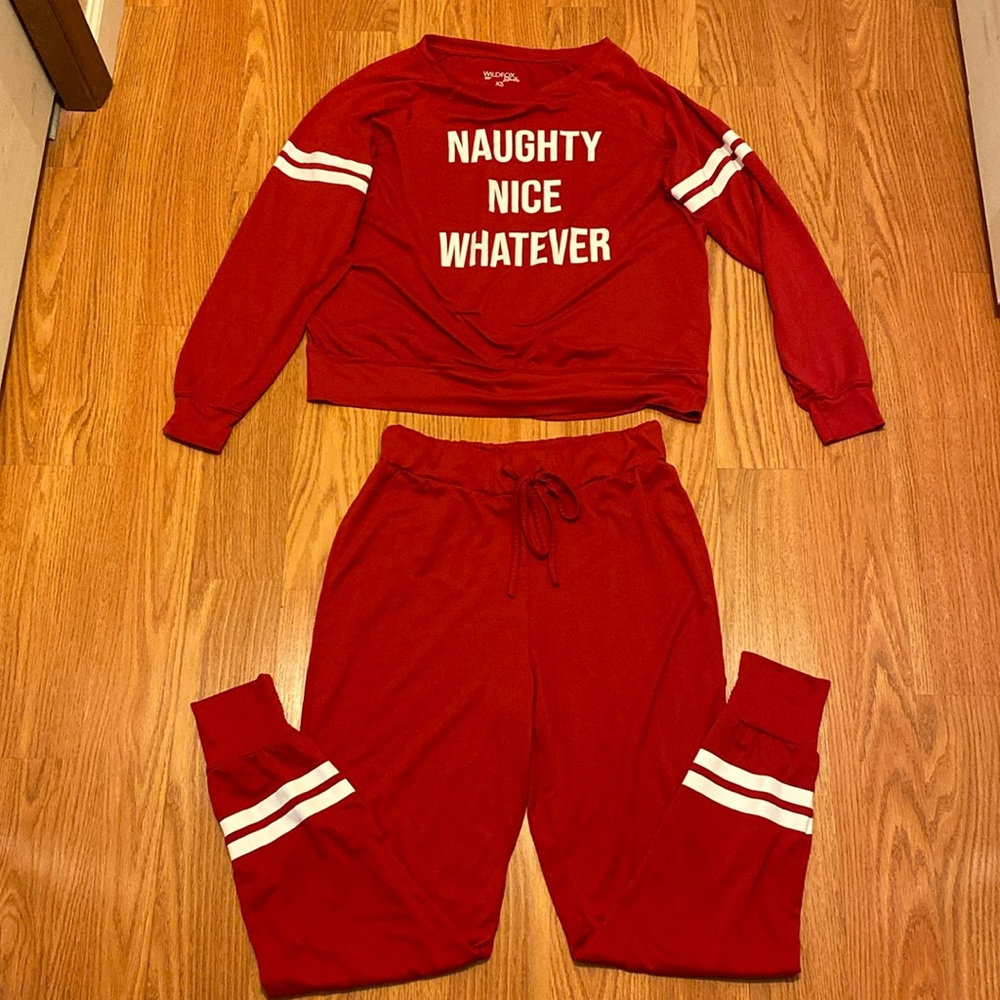 Wildfox Intimates Naughty Nice Red w/ White Stripes Pajama Set Sz. XS in EUC!